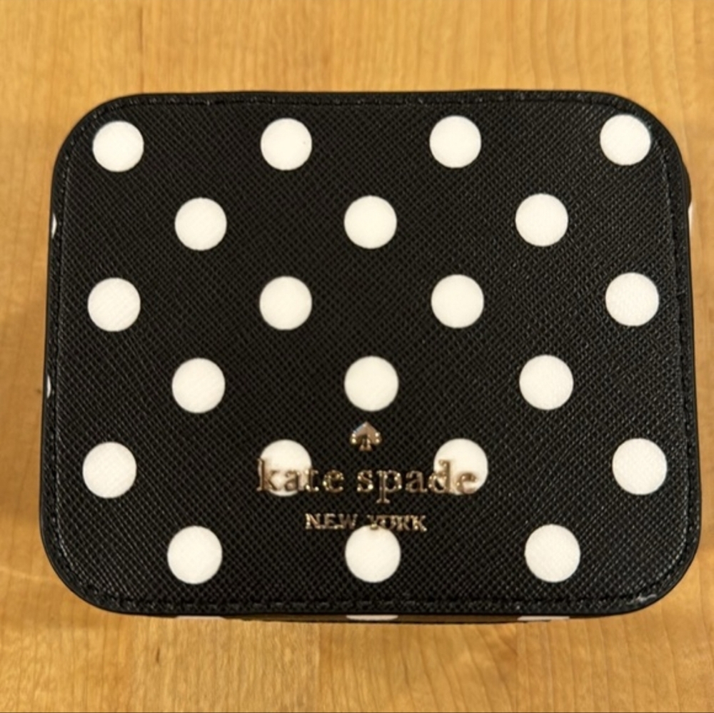 Kate Spade Black and White Polka Dot Travel Jewelry Case.